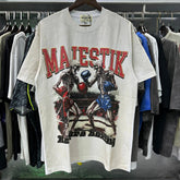 MAJESTIK Skeleton Boxers Graphic T-Shirt Unisex Washed Cream Y2K Vintage Boxing Heavyweight Oversized Streetwear Short Sleeve Top