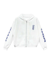 Chrome Hearts Vertical Logo Zip Up Hoodie White/Blue
