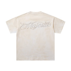 MAJESTIK Superbike Racing Graphic T-Shirt Unisex Washed Cream Y2K Biker Sports Dual-Sided Heavyweight Oversized Streetwear Short Sleeve Top