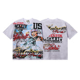 MAJESTIK Native American Liberty Graphic T-Shirt Unisex Washed Grey Y2K Vintage Americana MMXXIV Oversized Streetwear Short Sleeve Top