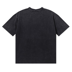 MAJESTIK Electric Lightning Fearless Graphic T-Shirt Unisex Acid Wash Black Y2K Cyber Graphic Oversized Streetwear Short Sleeve Top