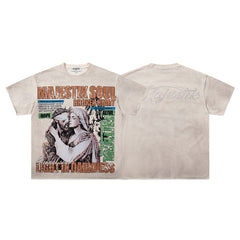 MAJESTIK Light In Darkness Angel Graphic T-Shirt Unisex Washed Sand Y2K Renaissance Sculpture Oversized Streetwear Short Sleeve Top