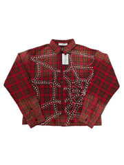 Vale Red Plaid Rhinestone Embellished Flannel Shirt