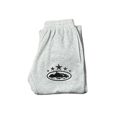 Grey Vintage Star Graphic Sweat Shorts – Oversized Streetwear Casual Shorts