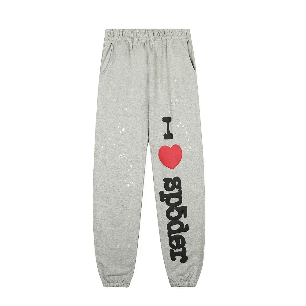 Sp5der "I Sp5der" Vertical Logo Sweatpants - Grey