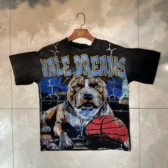 Valleydream Black Pitbull Basketball Retro Vintage T-Shirt