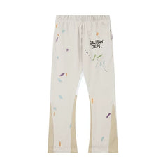 Gallery Dept. Paint Splatter Contrast Panel Sweatpants - Off-White / Cream