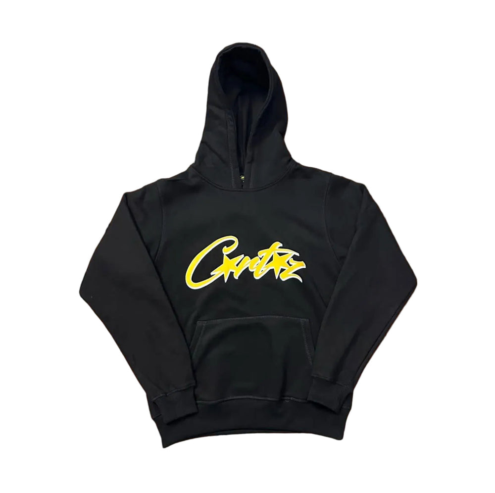 Black Script Logo Hoodie – Oversized Streetwear Pullover Sweatshirt