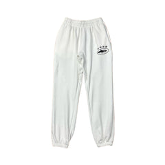 White Vintage Oval Graphic Sweatpants – Oversized Streetwear Joggers