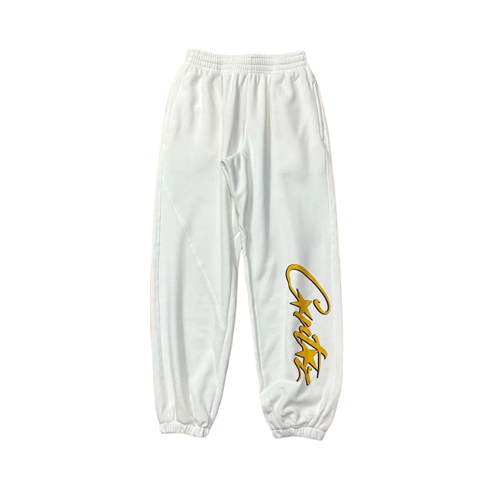 White Script Logo Sweatpants – Oversized Streetwear Joggers