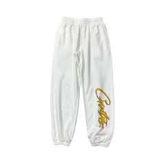 White Script Logo Sweatpants – Oversized Streetwear Joggers