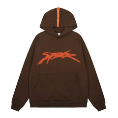 Sp5der Graffiti Script Pullover Hoodie - Brown