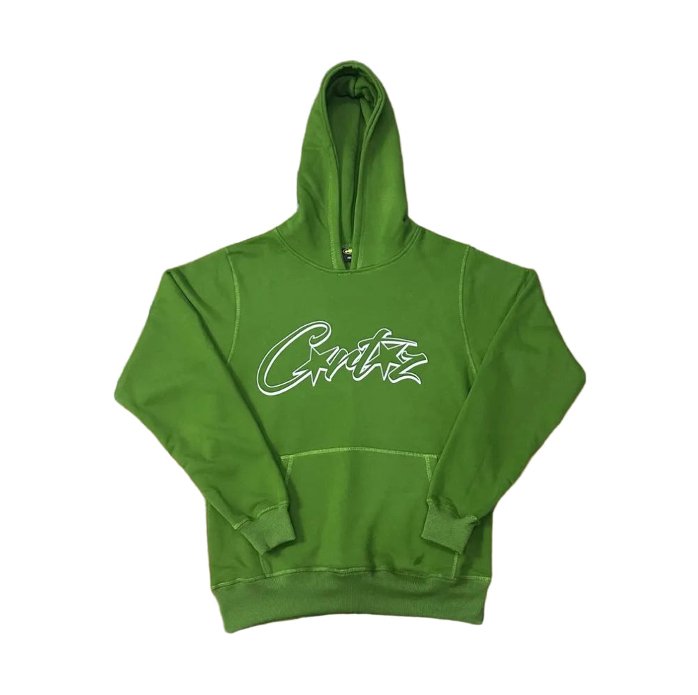 Green Script Logo Hoodie – Oversized Streetwear Pullover Sweatshirt