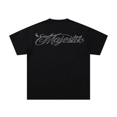 MAJESTIK Cyber Skull Graphic T-Shirt Unisex Black Y2K Gothic Tropical Sunset Oversized Streetwear Short Sleeve Top