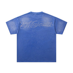 MAJESTIK Skeleton Driver Graphic T-Shirt Unisex Acid Wash Blue Y2K Cyber Punk Dual-Sided Heavyweight Oversized Streetwear Short Sleeve Top