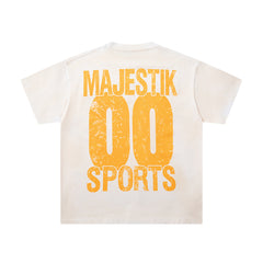 MAJESTIK Paradise Supercar Graphic T-Shirt Unisex Cream Off-White Y2K Retro Sunset Palm Tree Oversized Streetwear Short Sleeve Top