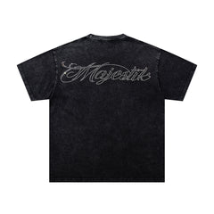 MAJESTIK Racing Champion Trophy Graphic T-Shirt Unisex Acid Wash Black Y2K Motorsport Oversized Streetwear Short Sleeve Top