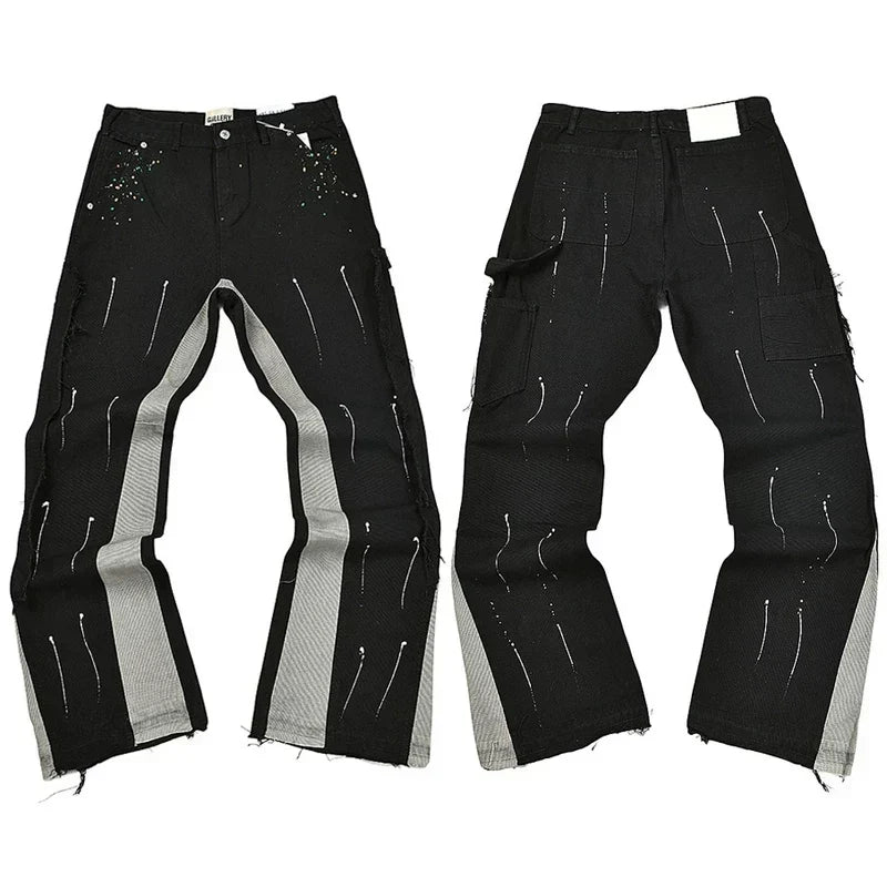 Gallery Dept. Contrast Side Panel & Spray Stripe Utility Cargo Pants