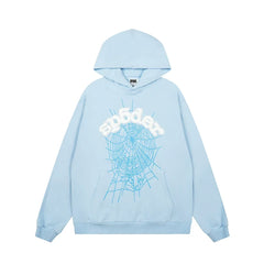 Sp5der Signature Web Graphic Pullover Hoodie - Light Blue
