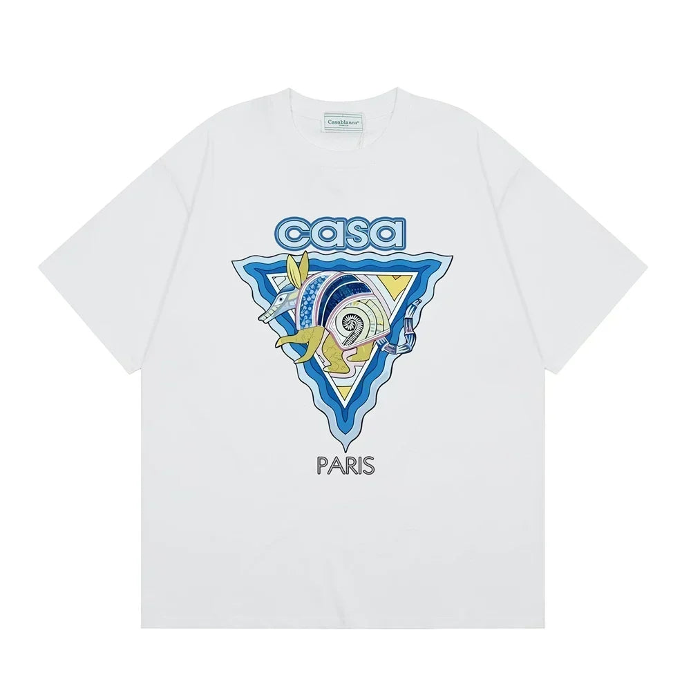 Casablanca Paris Wave & Crocodile Graphic T-Shirt - White