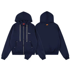Navy Blue Zip-Up Hoodie | Minimalist Streetwear Hoodie with Premium Logo Detail