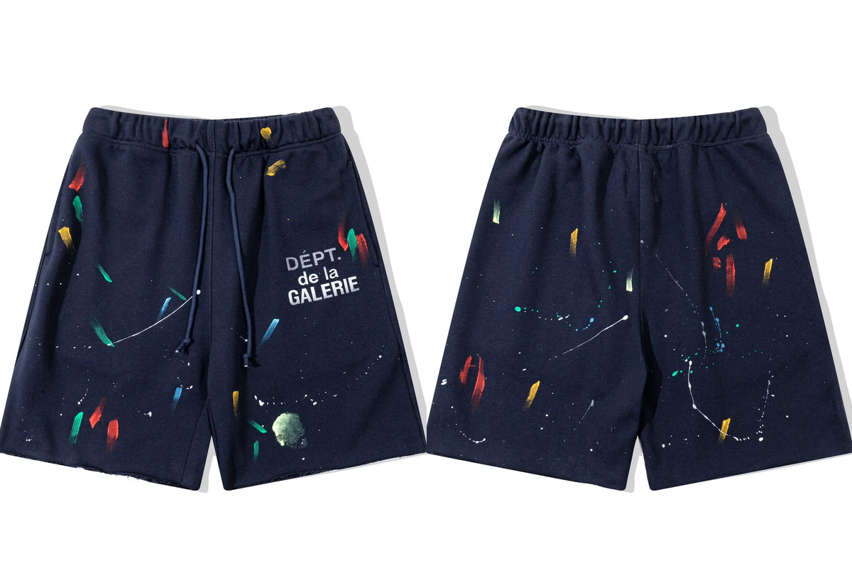 Gallery Dept. Paint Splatter French Terry Shorts - Dark Navy