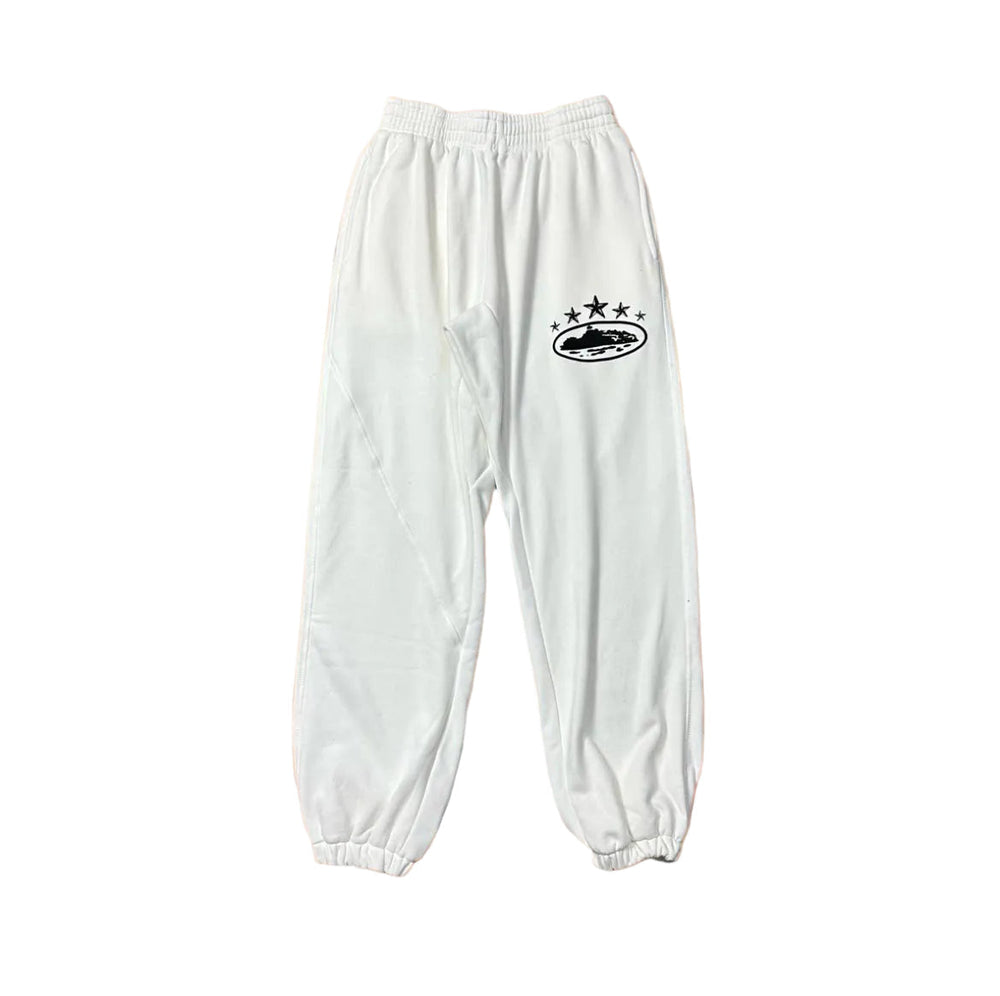 White Vintage Star Graphic Sweatpants – Oversized Streetwear Joggers