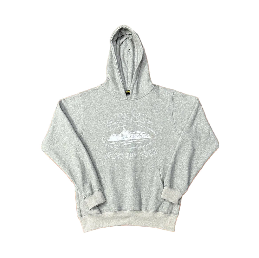 Grey Vintage Graphic Hoodie – Oversized Streetwear Pullover Sweatshirt