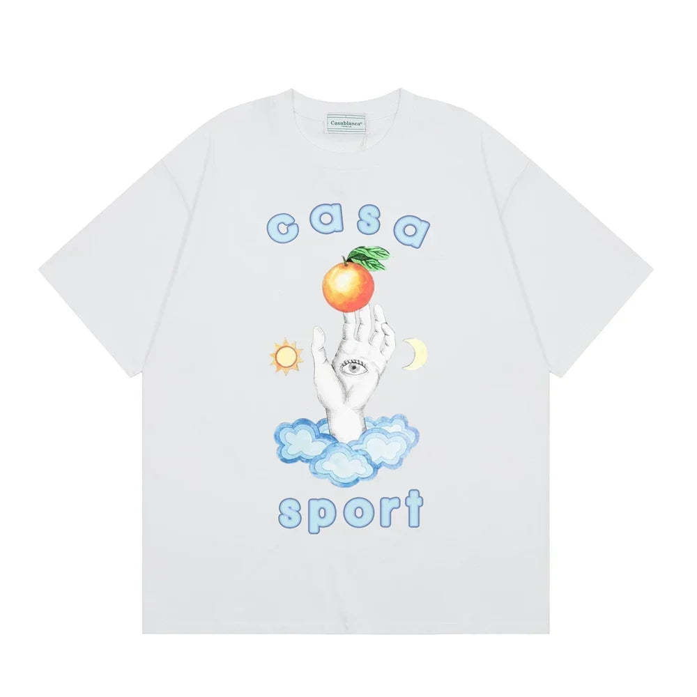 Casablanca Sport Hand & Orange Graphic T-Shirt - White