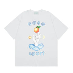 Casablanca Sport Hand & Orange Graphic T-Shirt - White