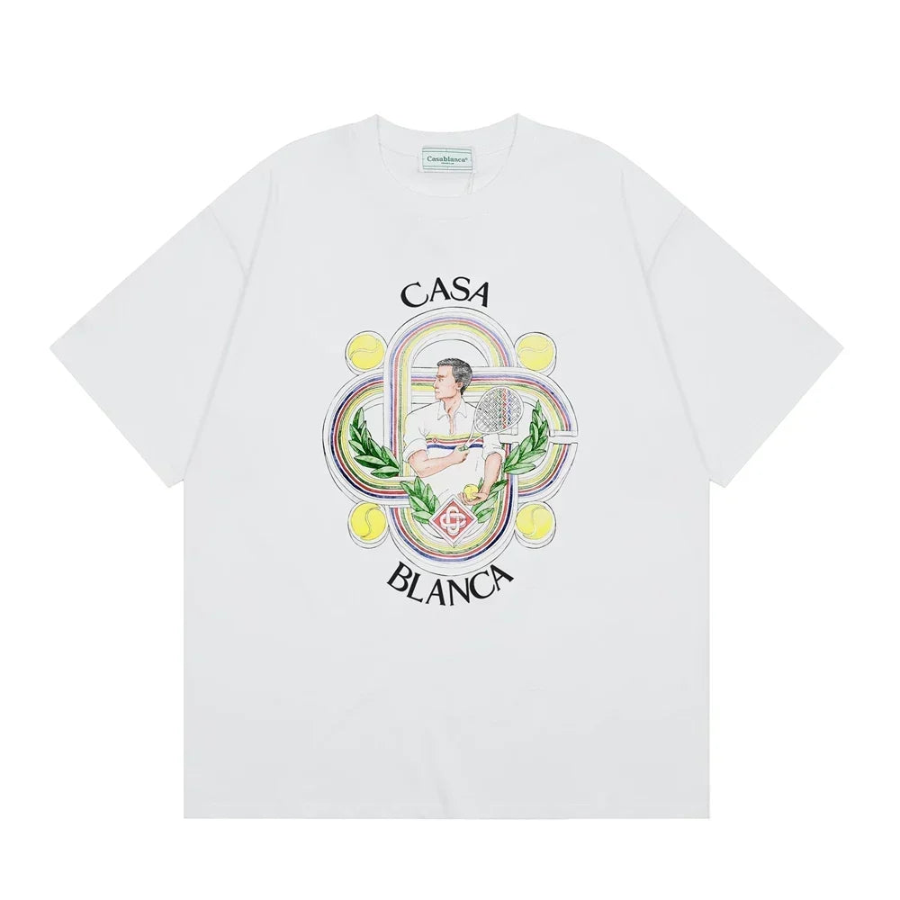 Casablanca Ornate Crest & Figure T-Shirt - White