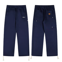 Navy Blue Utility Straight-Leg Pants | Minimalist Streetwear Cargo Pants with Functional Details