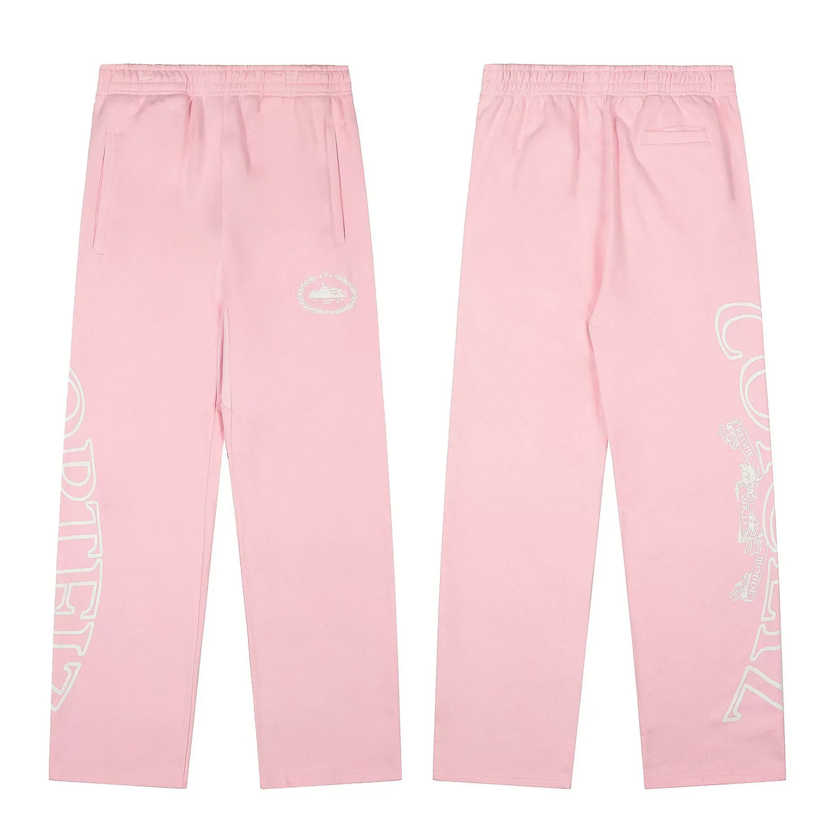Pink Straight-Leg Sweatpants | Minimalist Streetwear Pants with Graphic Detail