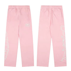 Pink Straight-Leg Sweatpants | Minimalist Streetwear Pants with Graphic Detail