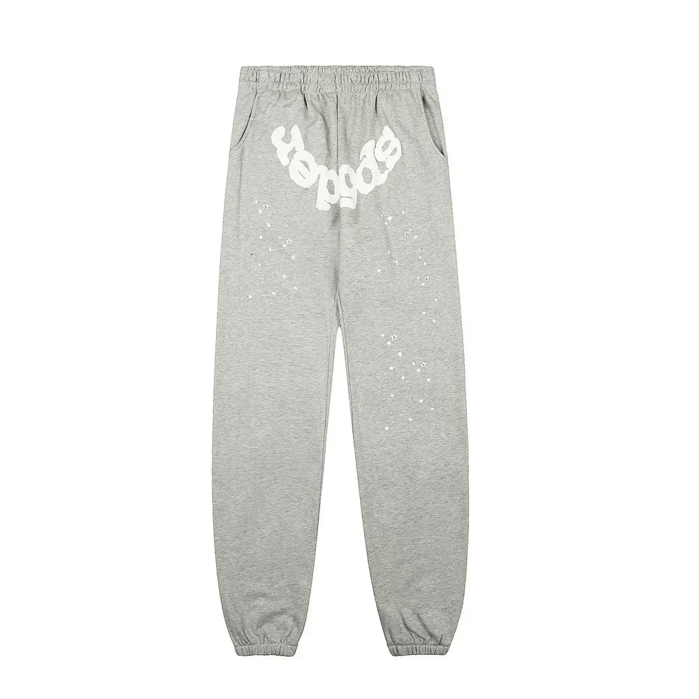 Sp5der Grey Sweatpants with White Logo Detail