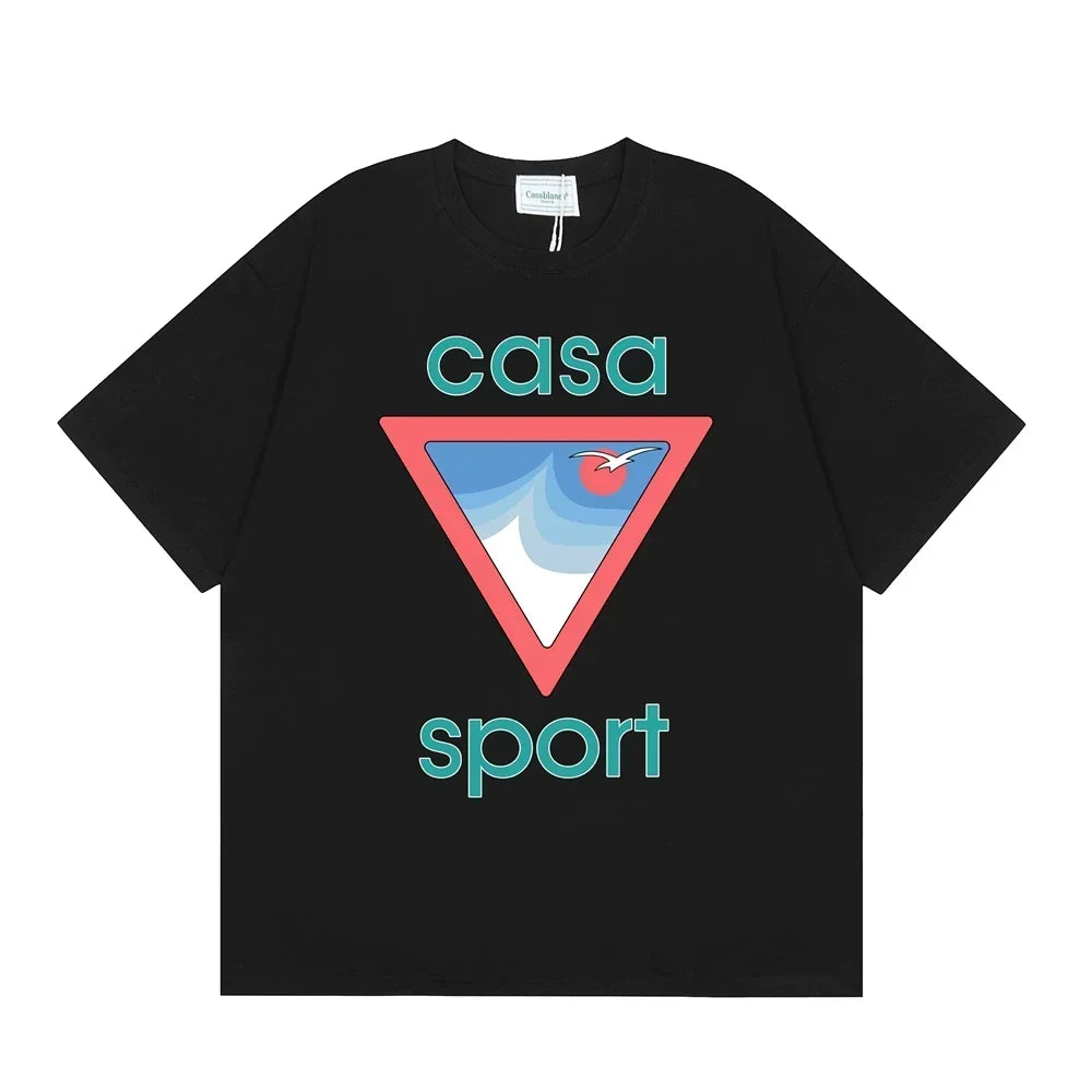 Casablanca Sport Red Triangle Horizon T-Shirt - Black