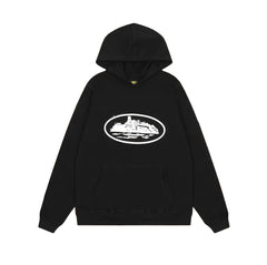 Black Vintage Graphic Hoodie – Oversized Streetwear Pullover Sweatshirt