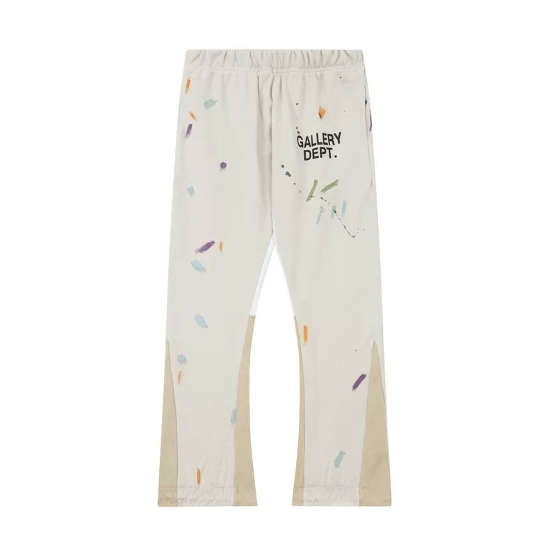 Gallery Dept. Paint Splatter Contrast Panel Sweatpants - Off-White / Cream