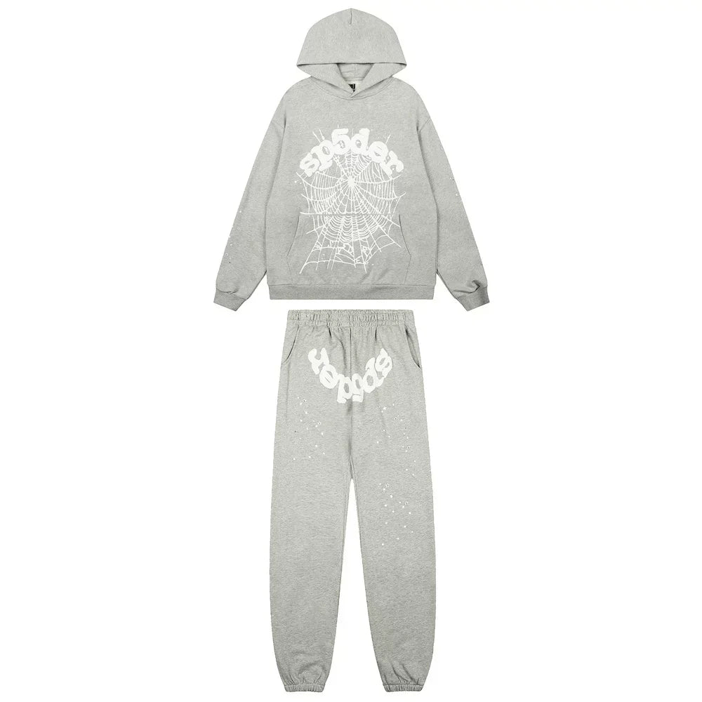 Sp5der Gothic Web Logo Tracksuit - Light Grey
