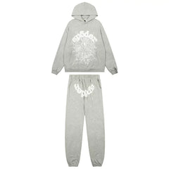 Sp5der Gothic Web Logo Tracksuit - Light Grey
