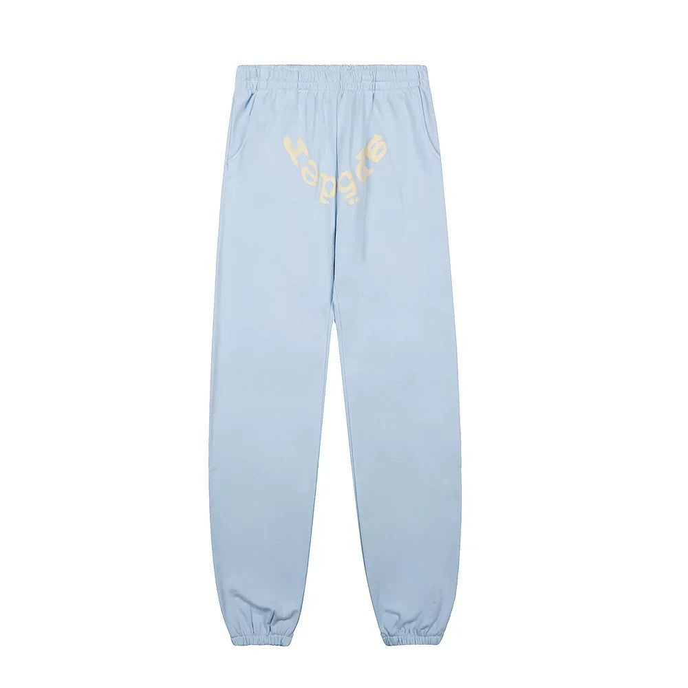 Sp5der Light Blue Sweatpants with Arched Logo