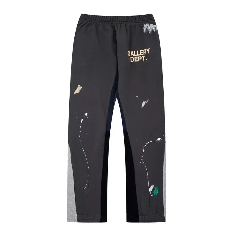 Gallery Dept. Paint Splatter Contrast Panel Sweatpants - Charcoal Black