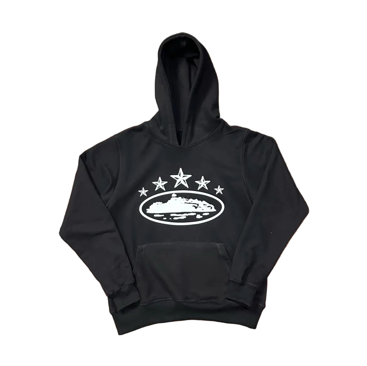 Black Vintage Star Graphic Hoodie – Oversized Streetwear Pullover Sweatshirt