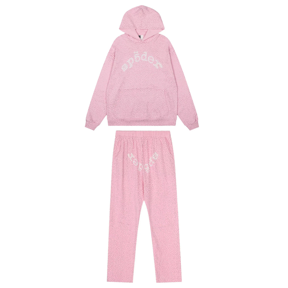 Sp5der Web Tracksuit Set - Light Pink / Heavy Fleece Lined