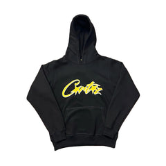Black Script Logo Hoodie – Oversized Streetwear Pullover Sweatshirt