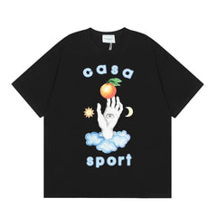 Casablanca Sport Hand & Orange Graphic T-Shirt - Black