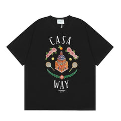 Casablanca "Casa Way" Architectural & Floral T-Shirt - Black