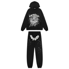 Sp5der Splash Web & Text Tracksuit - Black