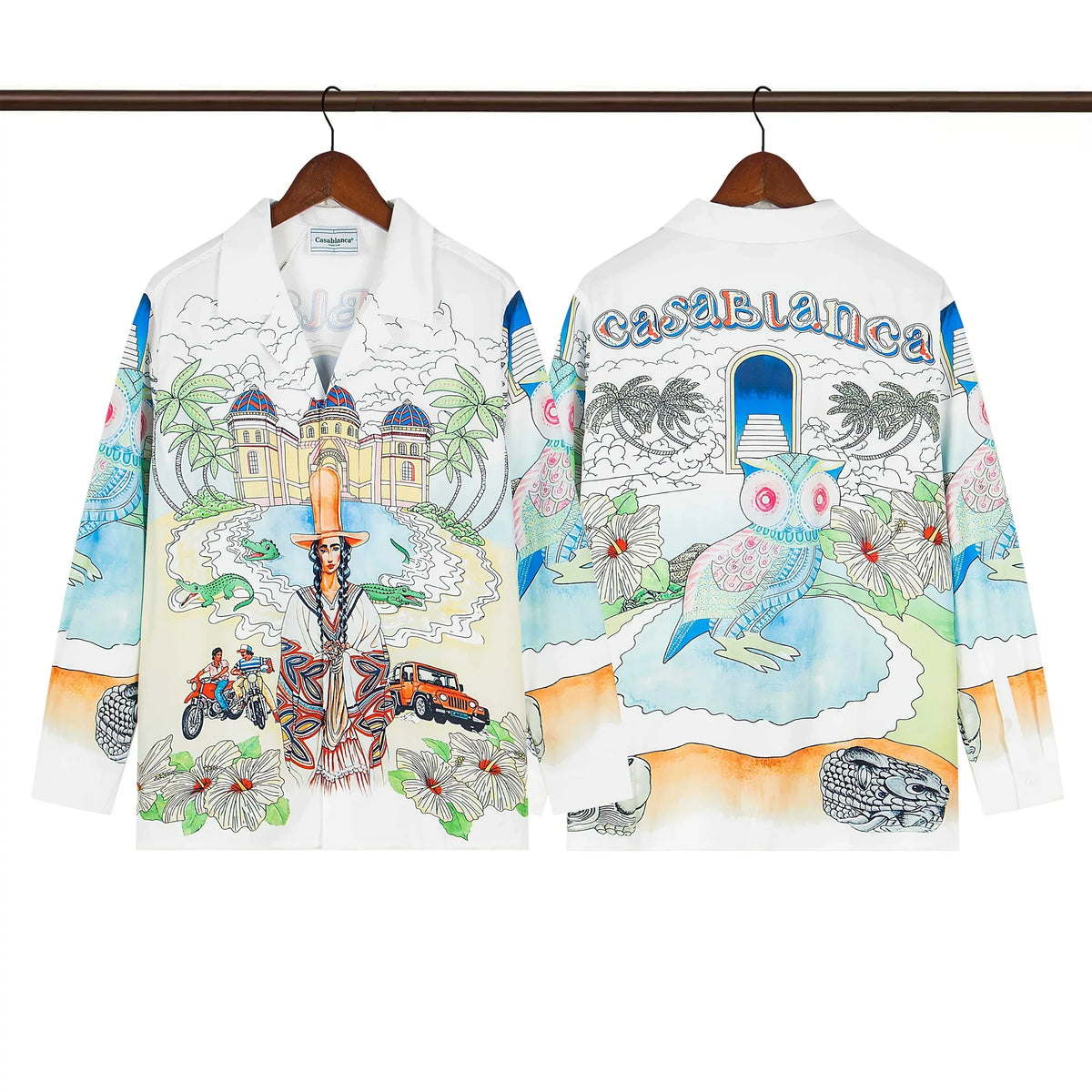 Casablanca Architectural Arch & Racing Silk-Style Shirt - White