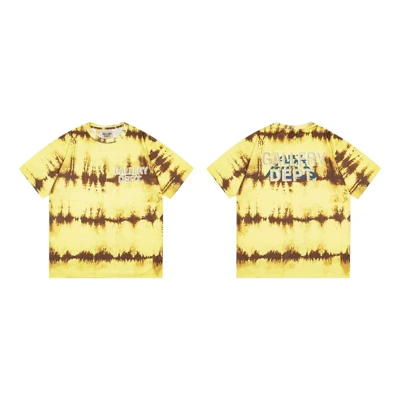 Gallery Dept. Stripe Tie-Dye Short Sleeve T-Shirt - Yellow/Brown
